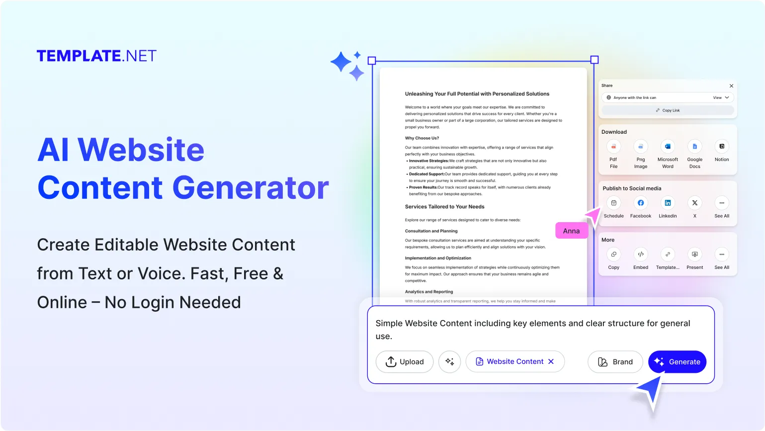 Free AI Website Content Generator, Online Website Copy Maker Tool